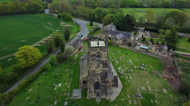 Looping Aerial Journey Around St Peter&rsquo;s Medieval Church at Felkirk