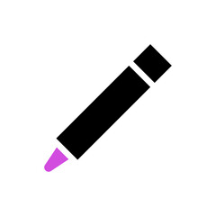 Minimalist presentation of a writing instrument icon with simple design and color accents