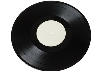 Obraz premium 黒盤レコード 白ラベル シンプル背景