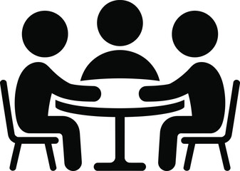 Business meeting black icon, concept illustration, vector flat symbol, glyph sign.