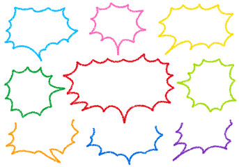 クレヨン素材　手描きのふきだしセット