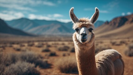 Obraz premium Wildlife of the Andes: Llamas in the Peruvian Wilderness