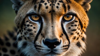 Obraz premium Zoomed-in view of a wild cat's mesmerizing brown eyes and black nose