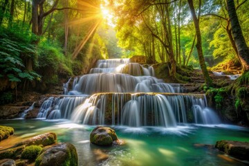 Obraz premium Thailand Waterfall Photography: Stunning Forest Stream & Rocks - High-Resolution Images