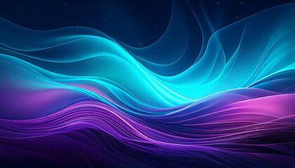Obraz premium Abstract Flowing Lines, Teal Blue Purple Waves, Dynamic Layered Art, Smooth Wavy Background, Abstract Color Bands, Flowing Abstract Design, Energetic Wavy Lines, Abstract Wave Pattern