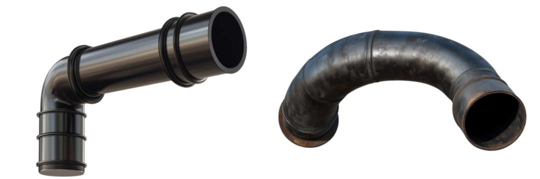 Set of a Black metal pipe, isolated on transparent background.