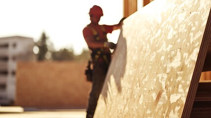 Construction Worker Installing Insulation on a Building Site