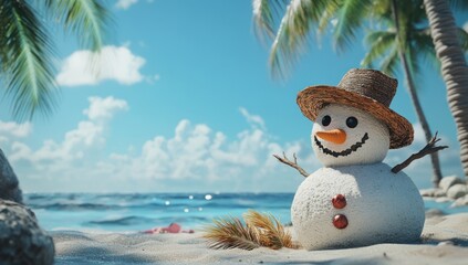 snowman vacation a whimsical blend of winter charm and tropical paradise holiday fun celebration
