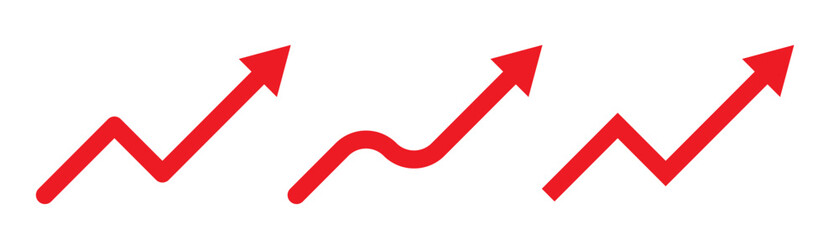 Growing business red arrow PNG. Profit arrow icon. Business concept, growing chart. Arrow moving up growing Trend. Editable line width