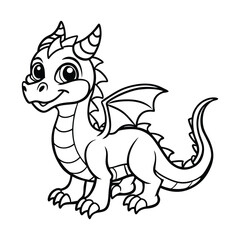 traditional chinese dragon line art black vector 