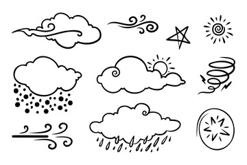Hand-drawn weather elements