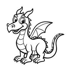 traditional chinese dragon line art black vector 