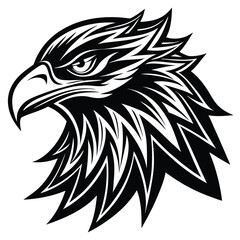 Fierce Eagle Head Logo Vector – Bold Black and White Mascot Design