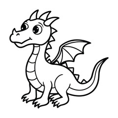 traditional chinese dragon line art black vector 