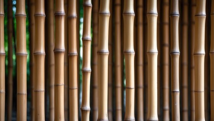 Naklejka premium Organic bamboo wood with traditional striped design and rustic grains