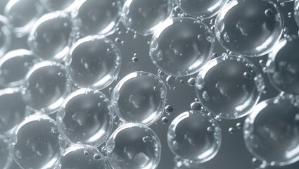 Detailed view of transparent bubble wrap with light reflections and pattern