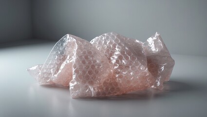 Close-up of a crumpled bubble wrap with abstract background patterns and environmental themes