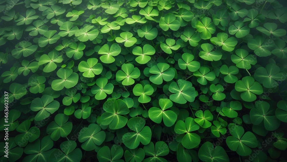 Poster lucky green clover pattern featuring organic foliage and spring-inspired design elements
