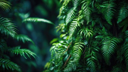 Close-up of lush tropical foliage with intricate leaf patterns