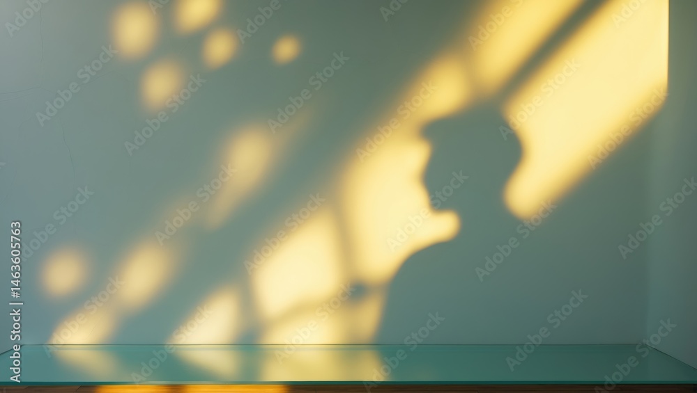Poster abstract natural light refraction silhouette on water surface with caustics and overlay shadow