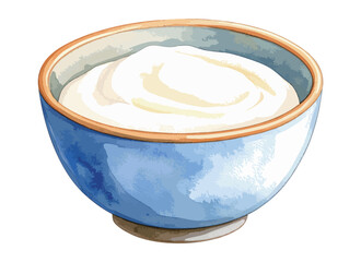 ボウルに入ったクリームの水彩風イラスト　生成AI