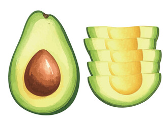 アボカドの水彩風イラスト　生成AI