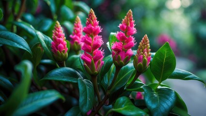Obraz premium Corkscrew Flower in Bloom on Climbing Oleander with Vibrant Hue and Lush Green Foliage
