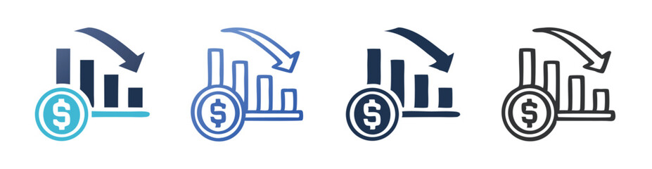 Declining Financial Graph With Dollar Icon Representing Economic Downturn Illustration