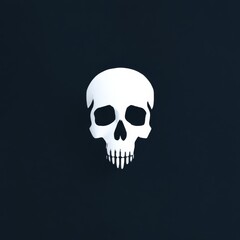 Stylized White Skull with Dark Background: A Visual of Mortality and Intrigue
