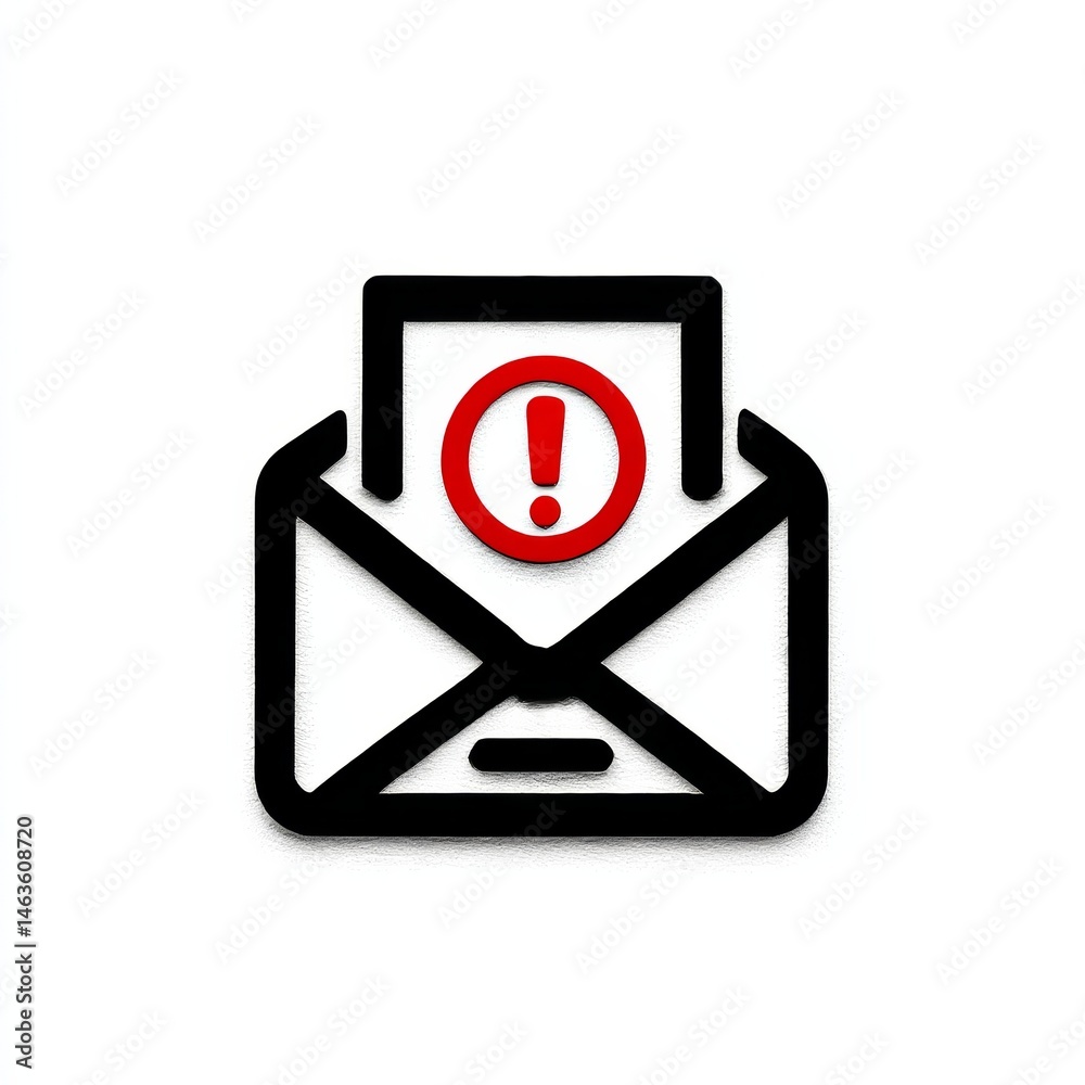 Aufkleber urgent email notification: alert! important message requires attention, view red exclamation point i