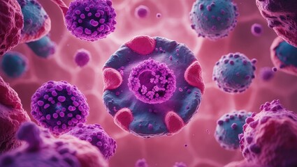 Blood smear microscopy in dogs highlighting leukemia and abnormal white blood cells