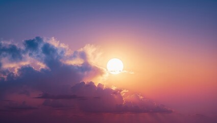 Fototapeta premium Colorful sunset sky with cloudy textures and diagonal gradient color scheme