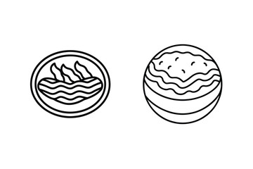 Simple illustrated line art depicting two different food items for culinary design