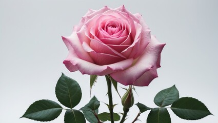 Fototapeta premium Pink Rose Flower with Transparent Backdrop