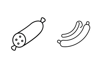 Simple monochrome illustration of sausage and hot dogs displaying culinary and food related concepts