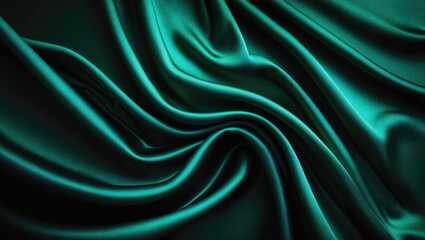 Obraz premium Elegant teal silk satin textile featuring flowing folds and rich textured background for stylish decor