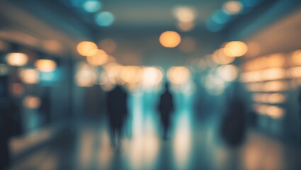 Christmas-Themed Blurry Office Interior and Storefront Background