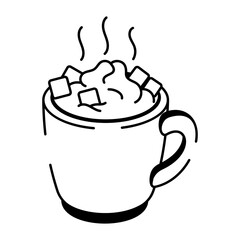 Coca mug icon in hand drawn style 
