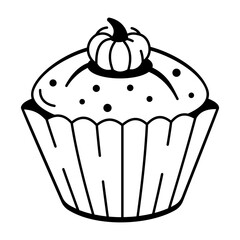 A hand drawn style icon of baking pumpkin 
