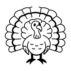 A doodle style icon of turkey bird 
