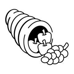 A doodle style icon of cornucopia 
