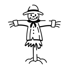 A hand drawn style icon of scarecrow 
