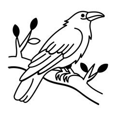 A hand drawn style icon of crow 
