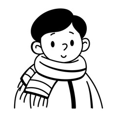Boy wearing scarf icon doodle style 