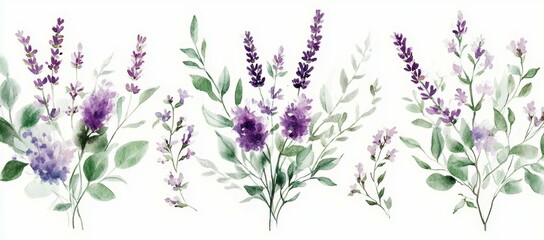 Watercolor Lavender Botanical Illustration Design