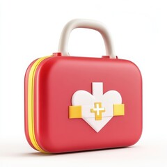 Obraz premium Red first aid kit with heart isolated on white background