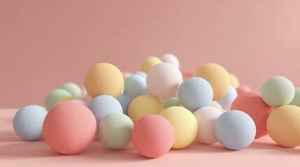 Fototapeta premium Pastel Colored Balls Minimalist Background