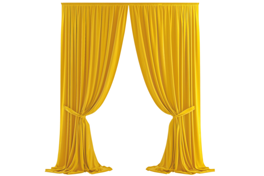 Elegant Mustard Yellow Velvet Curtains Draped Open
