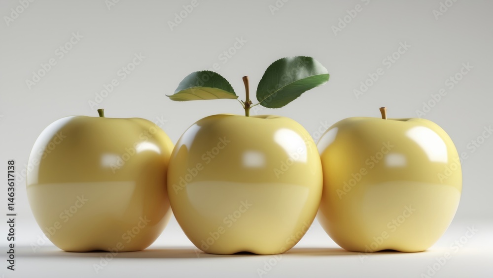 Poster Yellow apple isolated against a background, with a clipping path and full depth of field.