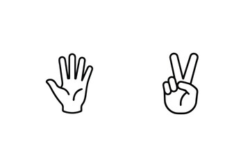 Obraz premium Simple black and white outline hand gestures illustrating various communication and symbolic expressions